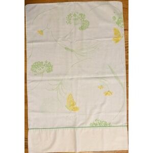 Vintage pillowcase with yellow butterflies and green Floral